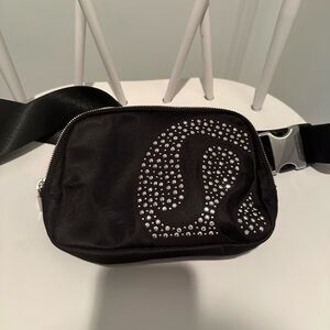 Lululemon Black Belt Bag with Silver Details